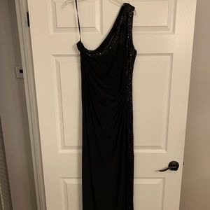 Ralph Lauren Black Sequin One Shoulder Gown